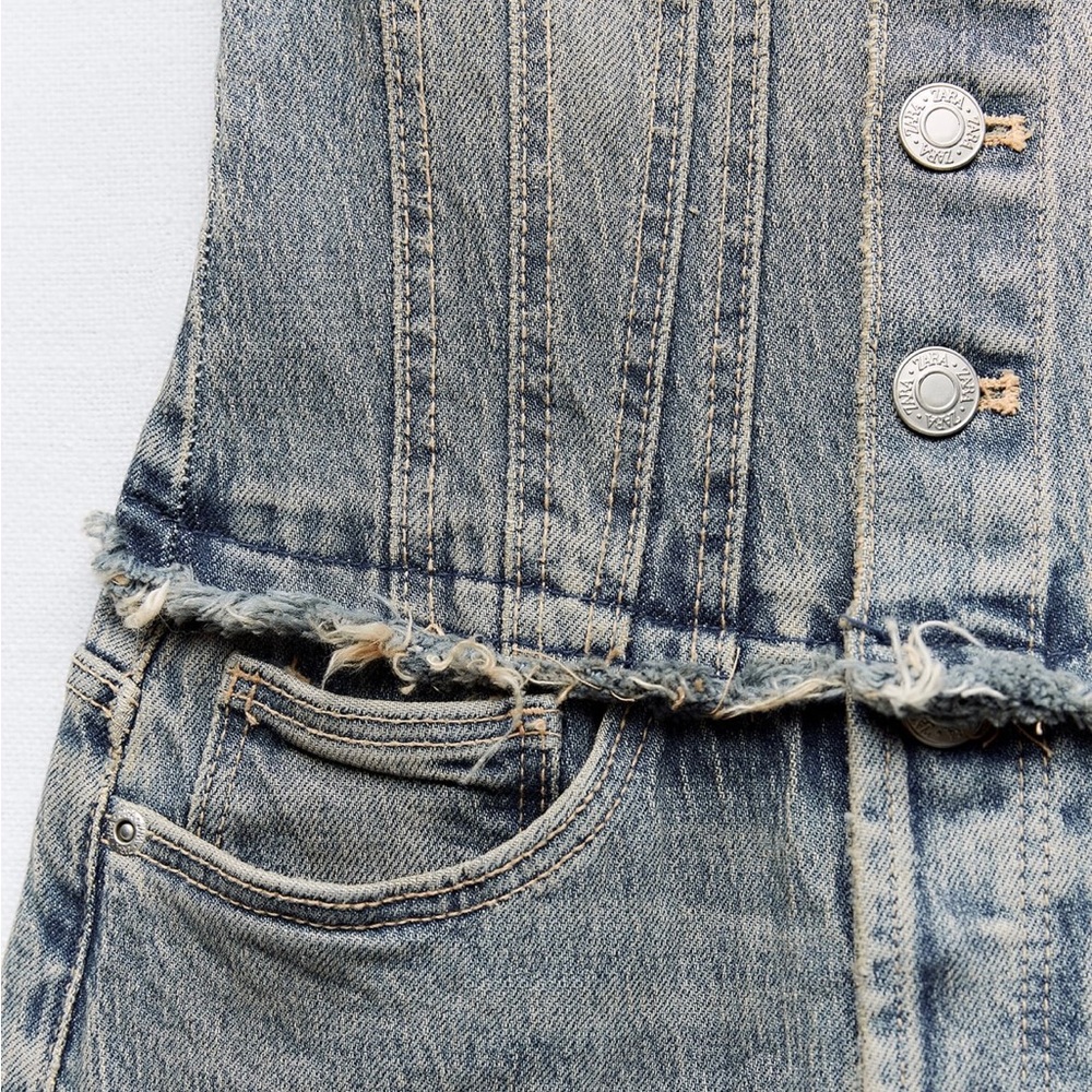 Zara Strapless DENIM JUMPSUIT New Collection - Picture 2 of 7